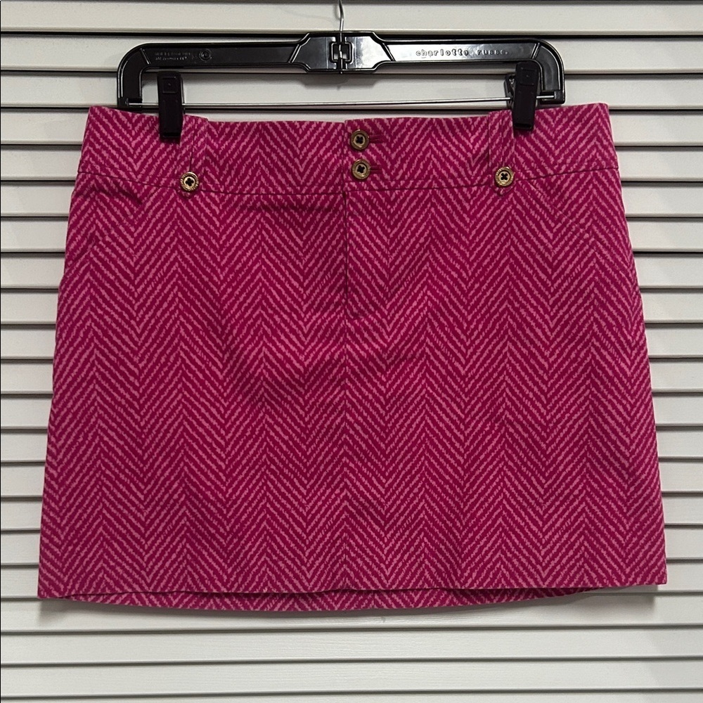Lilly Pulitzer Pink Herringbone Mini Skirt